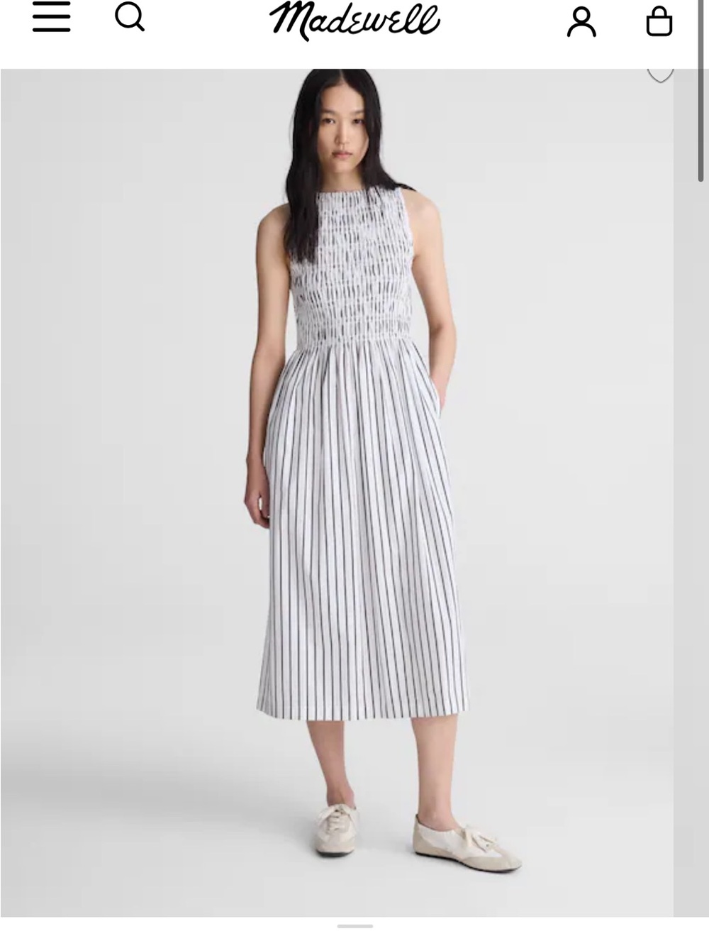 Women’s Madewell White Striped Smocked Maxi Dress - Picture 6 of 6